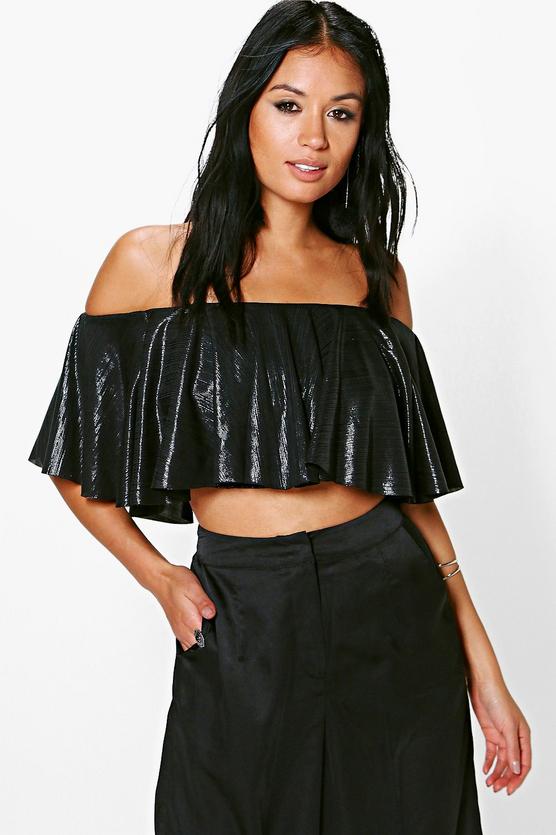 Bella Metallic Cropped Bardot Top